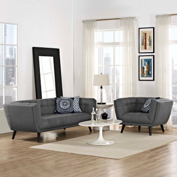 Modway Bestow 2 Piece Upholstered Fabric Sofa and Armchair Set EEI-2976-GRY-SET Gray