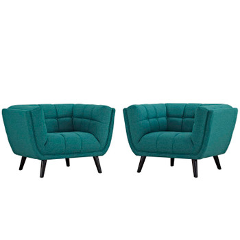 Modway Bestow 2 Piece Upholstered Fabric Armchair Set EEI-2982-TEA-SET Teal