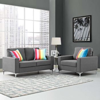 Modway Allure 2 Piece Sofa and Armchair Set EEI-2984-GRY-SET Gray