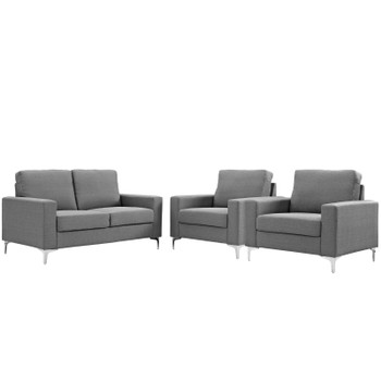 Modway Allure 3 Piece Sofa and Armchair Set EEI-2985-GRY-SET Gray