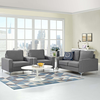 Modway Allure 3 Piece Sofa and Armchair Set EEI-2985-GRY-SET Gray