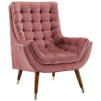 Modway Suggest Button Tufted Performance Velvet Lounge Chair EEI-3001-DUS Dusty Rose