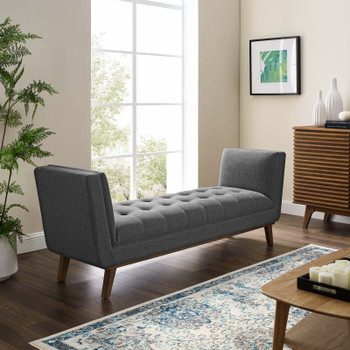 Modway Haven Tufted Button Upholstered Fabric Accent Bench EEI-3002-GRY Gray