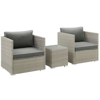 Modway Repose 3 Piece Outdoor Patio Sectional Set EEI-3006-LGR-CHA-SET Light Gray Charcoal