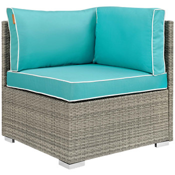 Modway Repose 8 Piece Outdoor Patio Sectional Set EEI-3008-LGR-TRQ-SET Light Gray Turquoise