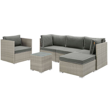 Modway Repose 6 Piece Outdoor Patio Sectional Set EEI-3014-LGR-CHA-SET Light Gray Charcoal