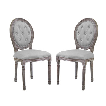 Modway Arise Vintage French Upholstered Fabric Dining Side Chair Set of 2 EEI-3105-LGR-SET Light Gray