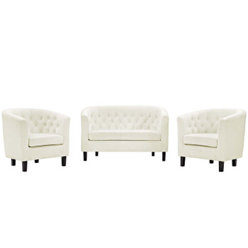 Modway Prospect 3 Piece Performance Velvet Loveseat and Armchair Set EEI-3152-IVO-SET Ivory