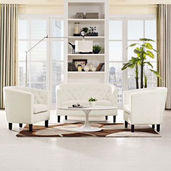 Modway Prospect 3 Piece Performance Velvet Loveseat and Armchair Set EEI-3152-IVO-SET Ivory