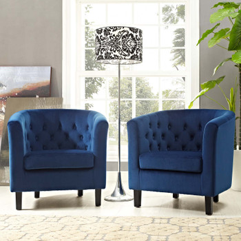 Modway Prospect 2 Piece Performance Velvet Armchair Set EEI-3153-NAV-SET Navy