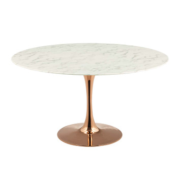 Modway Lippa 54" Round Artificial Marble Dining Table EEI-3244-ROS-WHI Rose White