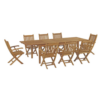 Modway Marina 9 Piece Outdoor Patio Teak Outdoor Dining Set EEI-3281-NAT-SET Natural