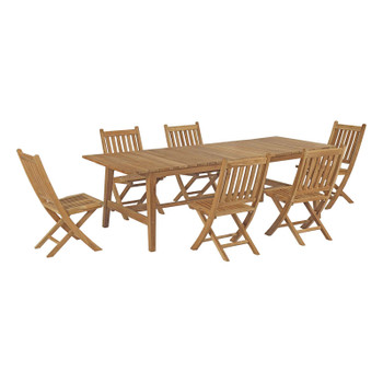 Modway Marina 7 Piece Outdoor Patio Teak Outdoor Dining Set EEI-3309-NAT-SET Natural