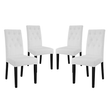 Modway Confer Dining Side Chair Vinyl Set of 4 EEI-3324-WHI White