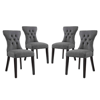 Modway Silhouette Dining Side Chairs Upholstered Fabric Set of 4 EEI-3328-GRY Gray