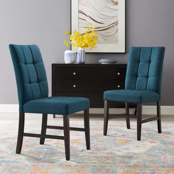 Modway Promulgate Biscuit Tufted Upholstered Fabric Dining Chair Set of 2 EEI-3335-BLU Blue