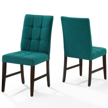 Modway Promulgate Biscuit Tufted Upholstered Fabric Dining Chair Set of 2 EEI-3335-TEA Teal