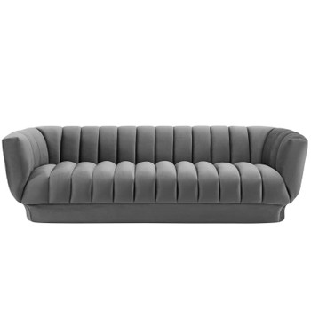 Modway Entertain Vertical Channel Tufted Performance Velvet Sofa EEI-3351-GRY Gray