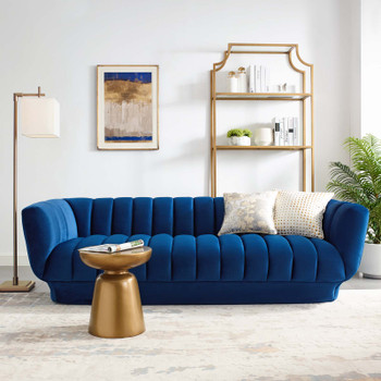 Modway Entertain Vertical Channel Tufted Performance Velvet Sofa EEI-3351-NAV Navy