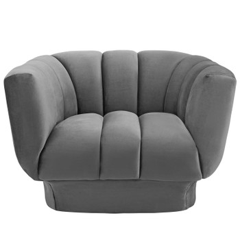 Modway Entertain Vertical Channel Tufted Performance Velvet Armchair EEI-3352-GRY Gray