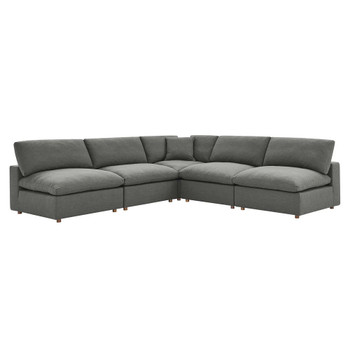 Modway Commix Down Filled Overstuffed 5 Piece Sectional Sofa Set EEI-3360-GRY Gray