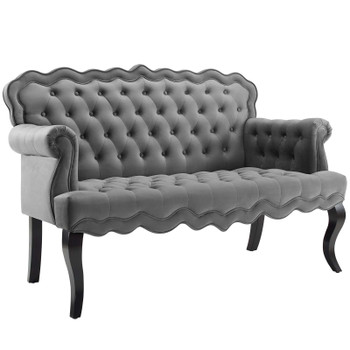 Modway Viola Chesterfield Button Tufted Loveseat Performance Velvet Settee EEI-3373-GRY Gray