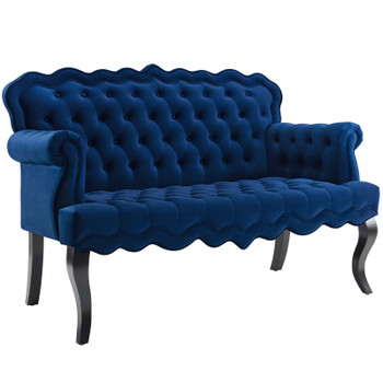 Modway Viola Chesterfield Button Tufted Loveseat Performance Velvet Settee EEI-3373-NAV Navy