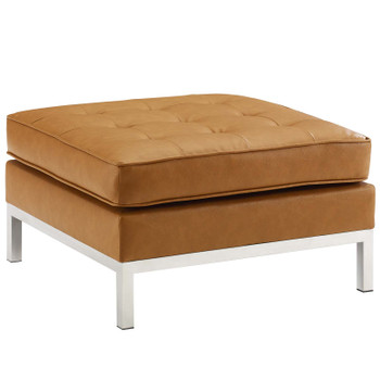 Modway Loft Tufted Upholstered Faux Leather Ottoman EEI-3394-SLV-TAN Silver Tan