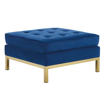 Modway Loft Gold Stainless Steel Leg Performance Velvet Ottoman EEI-3396-GLD-NAV Gold Navy