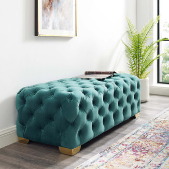 Modway Sensible Button Tufted Performance Velvet Bench EEI-3411-TEA Teal