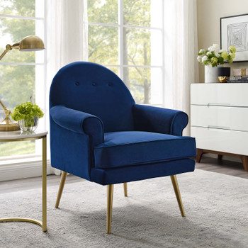 Modway Revive Tufted Button Accent Performance Velvet Armchair EEI-3412-NAV Navy