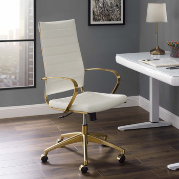 Modway Jive Gold Stainless Steel Highback Office Chair EEI-3417-GLD-WHI Gold White