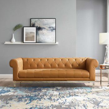Modway Idyll Tufted Button Upholstered Leather Chesterfield Sofa EEI-3441-TAN Tan