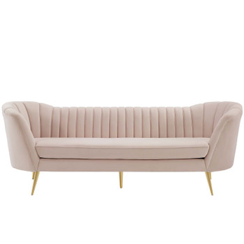 Modway Opportunity Vertical Channel Tufted Curved Performance Velvet Sofa EEI-3453-PNK Pink