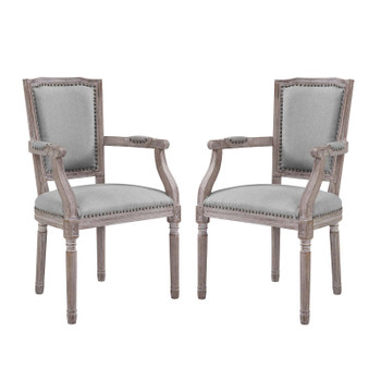 Modway Penchant Dining Armchair Upholstered Fabric Set of 2 EEI-3462-LGR Light Gray