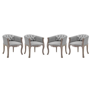 Modway Crown Dining Armchair Upholstered Fabric Set of 4 EEI-3469-LGR Light Gray