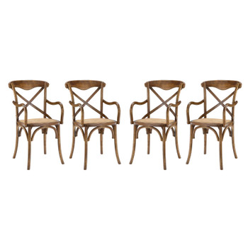 Modway Gear Dining Armchair Set of 4 EEI-3480-WAL Walnut