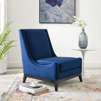 Modway Confident Accent Upholstered Performance Velvet Lounge Chair EEI-3488-NAV Navy