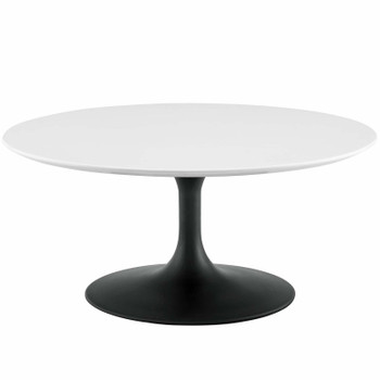 Modway Lippa 36" Round Wood Coffee Table EEI-3535-BLK-WHI