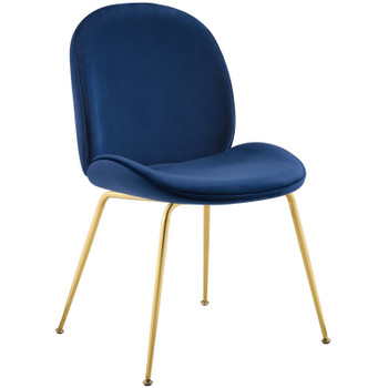 Modway Scoop Gold Stainless Steel Leg Performance Velvet Dining Chair EEI-3548-NAV