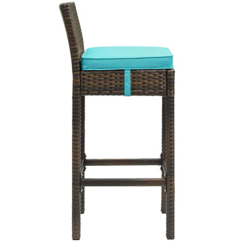 Modway Conduit Bar Stool Outdoor Patio Wicker Rattan Set of 2 EEI-3603-BRN-TRQ