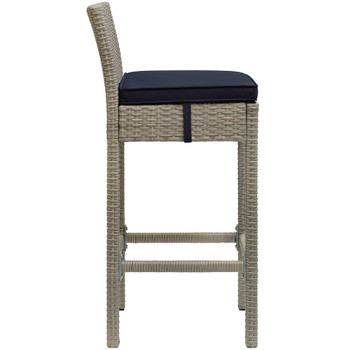 Modway Conduit Bar Stool Outdoor Patio Wicker Rattan Set of 2 EEI-3604-LGR-NAV