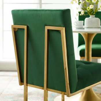 Modway Privy Gold Stainless Steel Performance Velvet Dining Chair EEI-3744-GLD-EME Gold Emerald