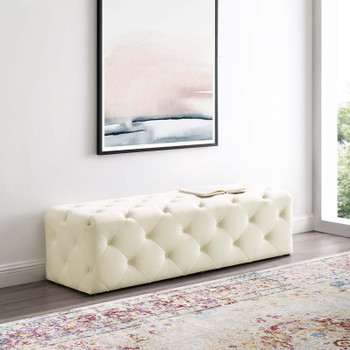 Modway Amour 60" Tufted Button Entryway Performance Velvet Bench EEI-3770-IVO Ivory