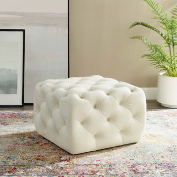 Modway Amour Tufted Button Square Performance Velvet Ottoman EEI-3776-IVO Ivory