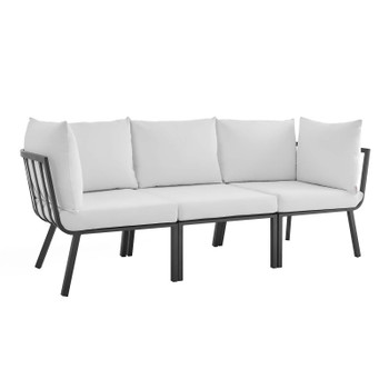 Modway Riverside 3 Piece Outdoor Patio Aluminum Sectional Sofa Set EEI-3782-SLA-WHI Gray White
