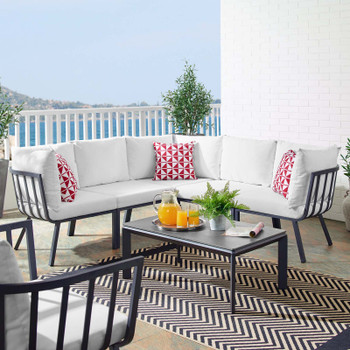 Modway Riverside 6 Piece Outdoor Patio Aluminum Set EEI-3788-SLA-WHI Gray White