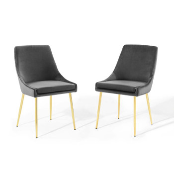 Modway Viscount Performance Velvet Dining Chairs - Set of 2 EEI-3808-GLD-CHA Gold Charcoal