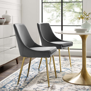 Modway Viscount Performance Velvet Dining Chairs - Set of 2 EEI-3808-GLD-CHA Gold Charcoal