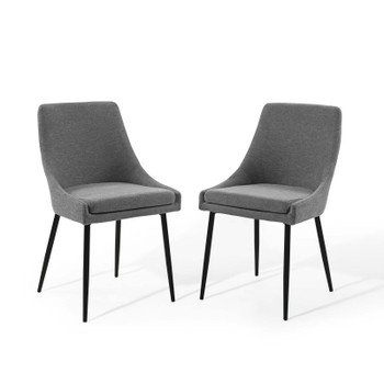Modway Viscount Upholstered Fabric Dining Chairs - Set of 2 EEI-3809-BLK-CHA Black Charcoal